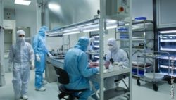Image: Persons in a clean room assembling; Copyright: Berliner Glas